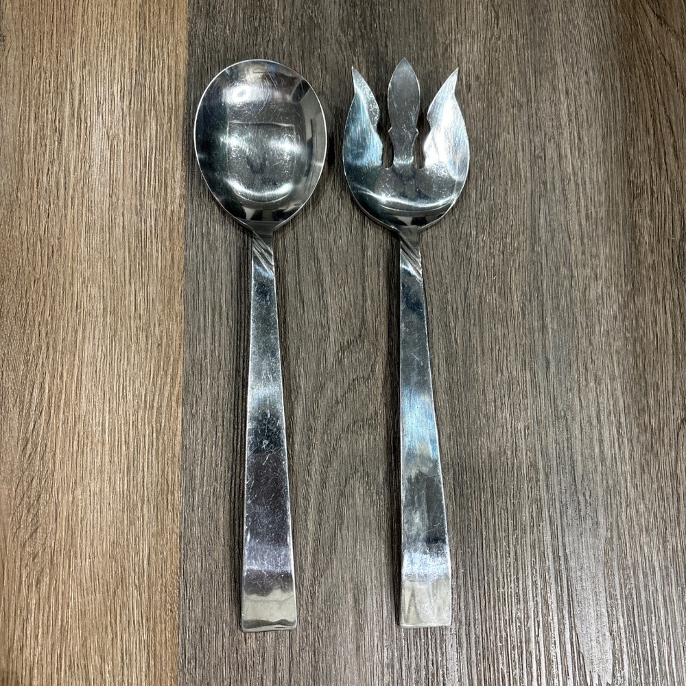 Kaysons Japan Large Salad Fork & Spoon Serving Set Stainless 11 1/4" Vintage - Picture 6 of 6